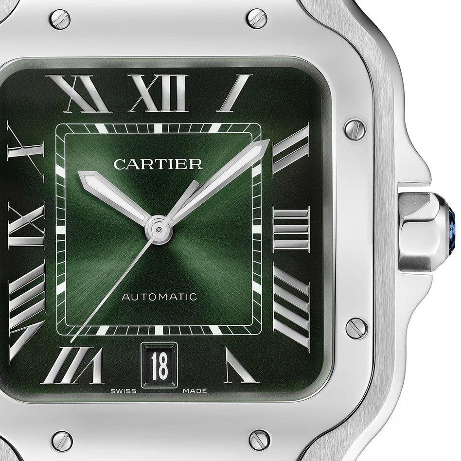 Santos de Cartier Silver frame Quartz Green dial