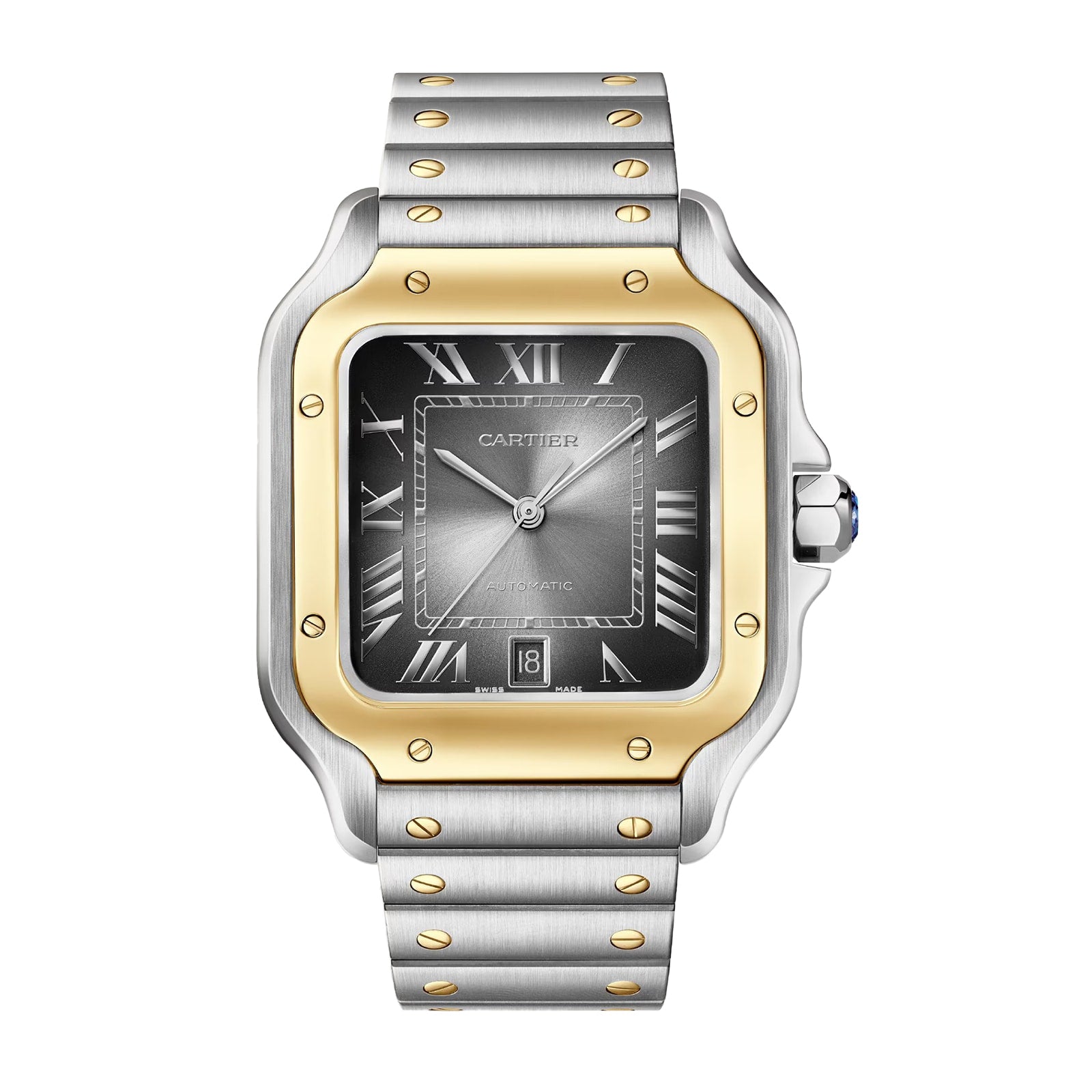 Santos de Cartier silver and gold frame Quartz black dial