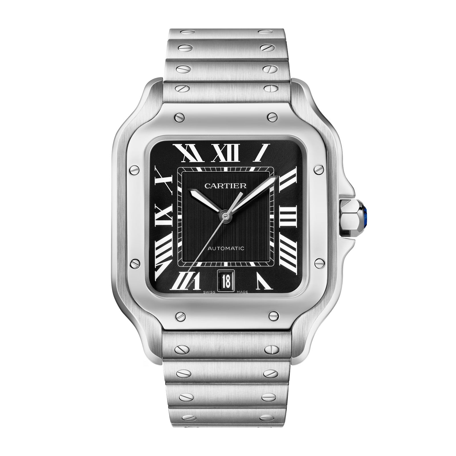 Santos de Cartier silver frame Quartz Black dial