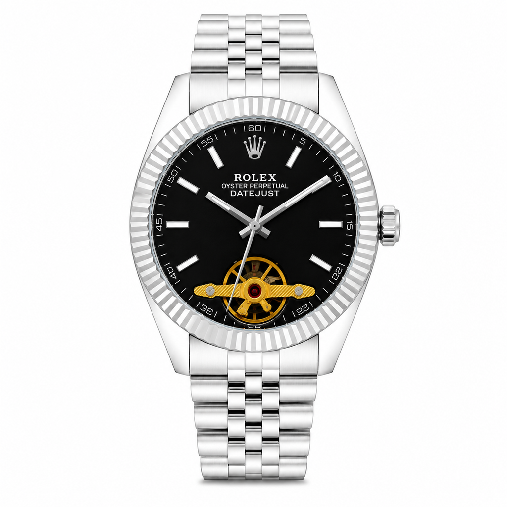 RO Classic Datejust Open-Heart Edition – Silver & Black Dial (Semi-Automatic)