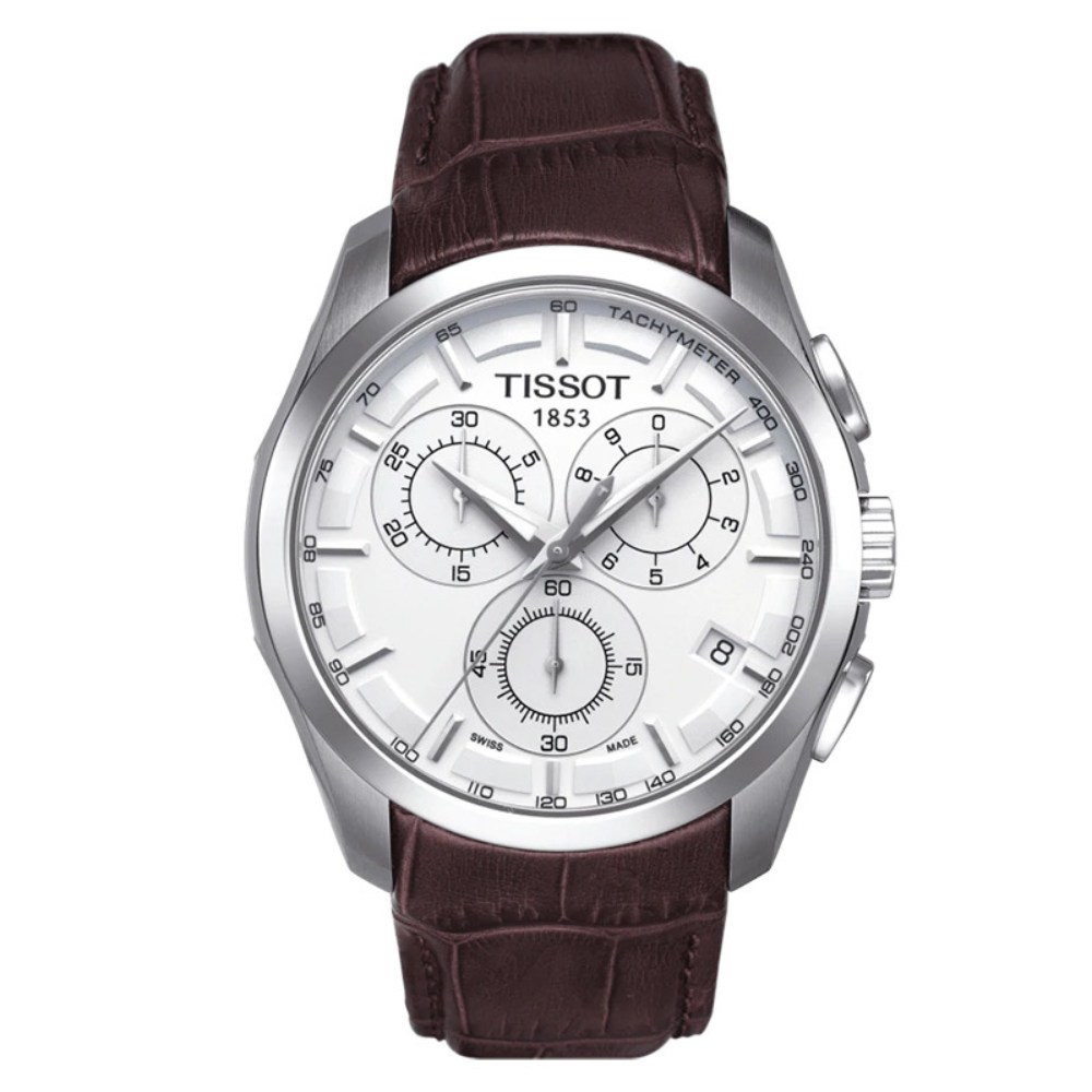 Tissot Analog White Dial Brown Leather Strap