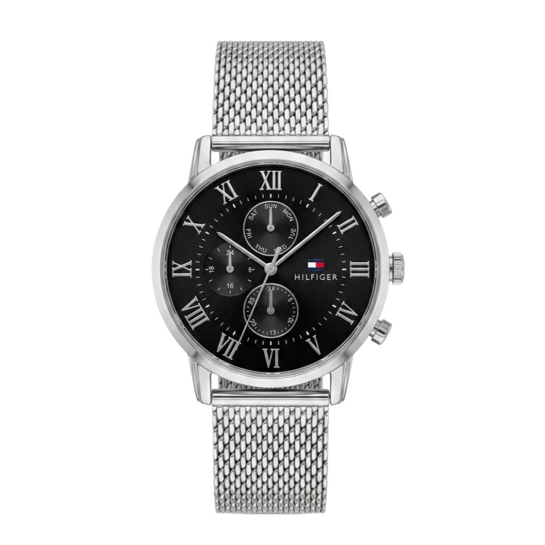 TOM Multifunction Black Dial – Silver Mesh Steel Edition
