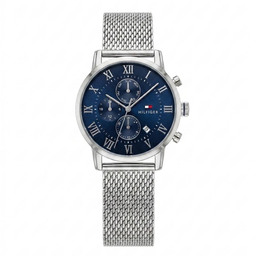 TOM Multifunction Royal Blue Dial – Silver Mesh Steel Edition