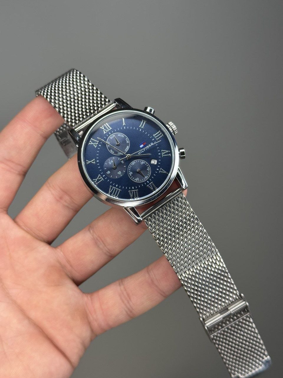 TOM Multifunction Royal Blue Dial – Silver Mesh Steel Edition