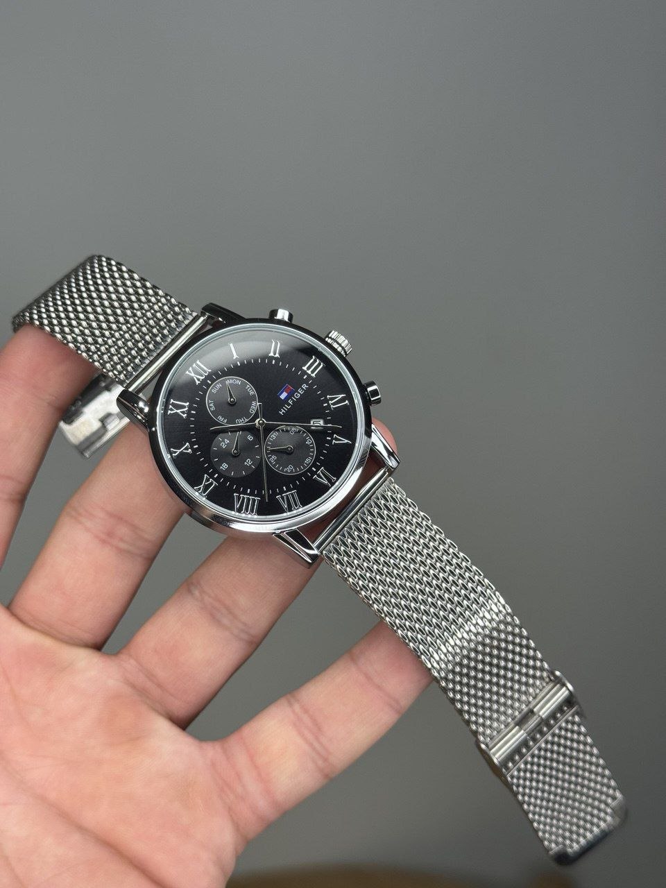 TOM Multifunction Black Dial – Silver Mesh Steel Edition