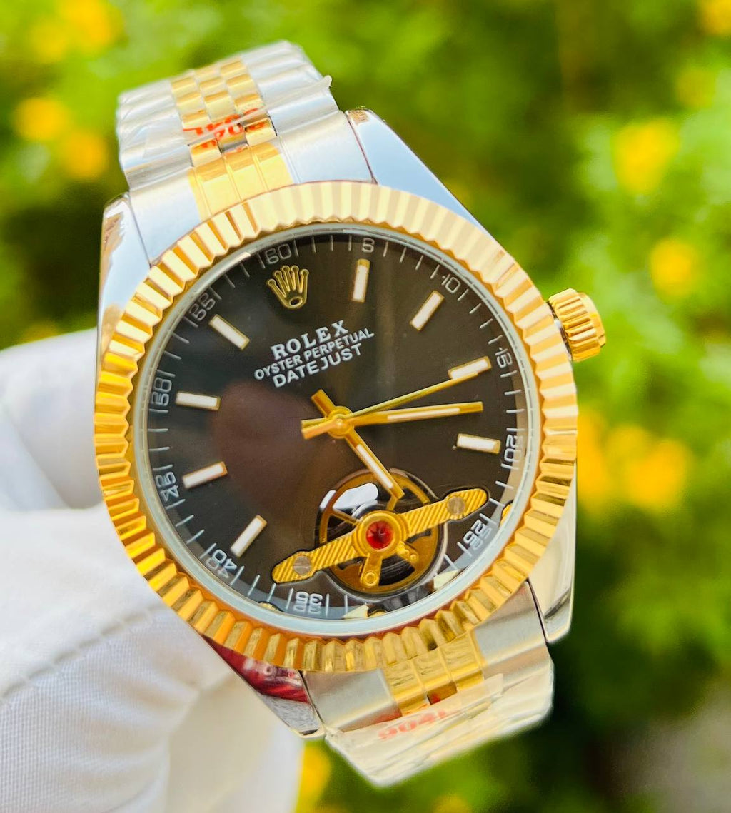 RO Classic Datejust Open-Heart Edition – Two-Tone Black Dial (Semi-Automatic)