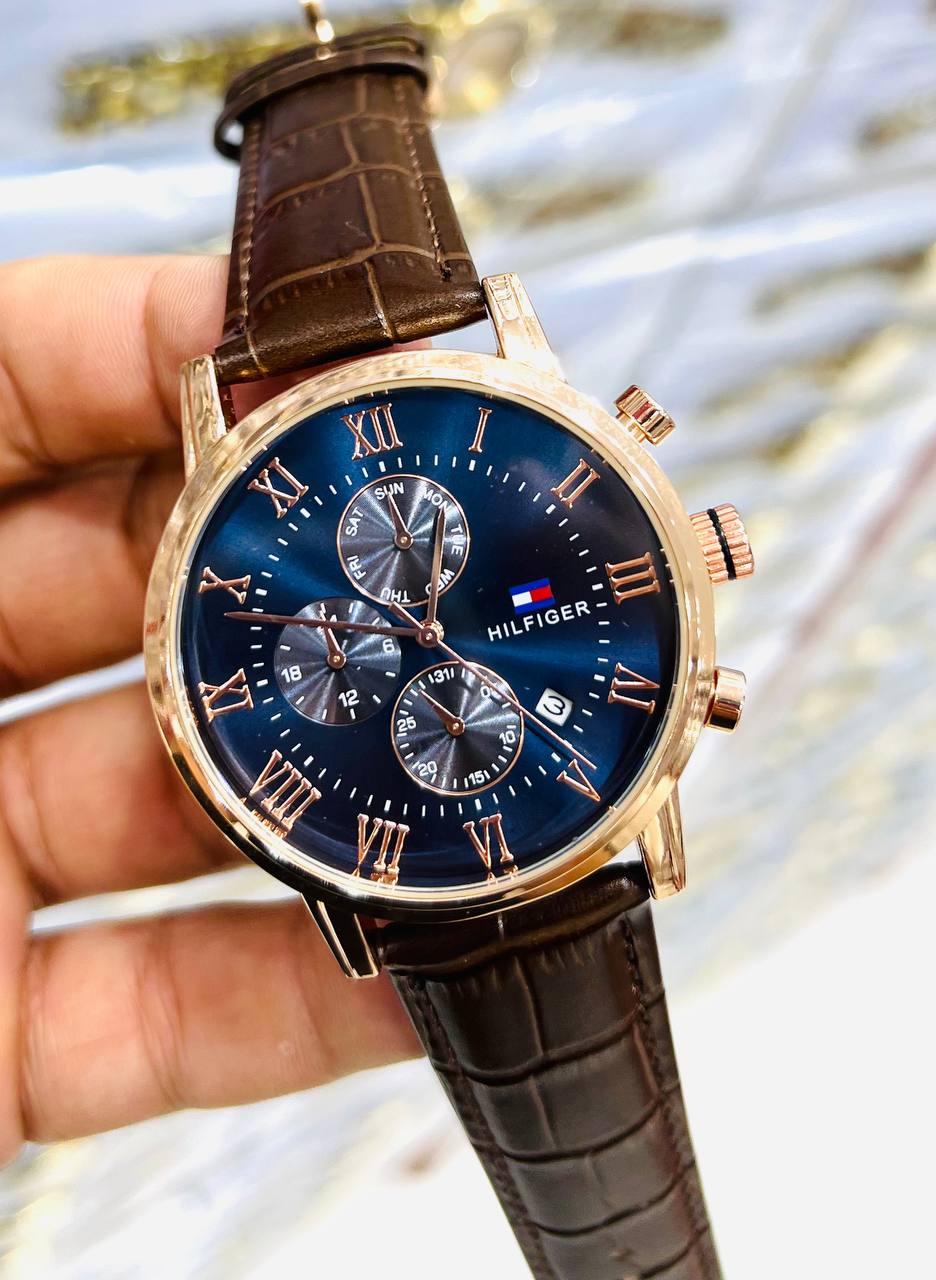 TOM Classic Multi-Dial Watch – Navy & Gold