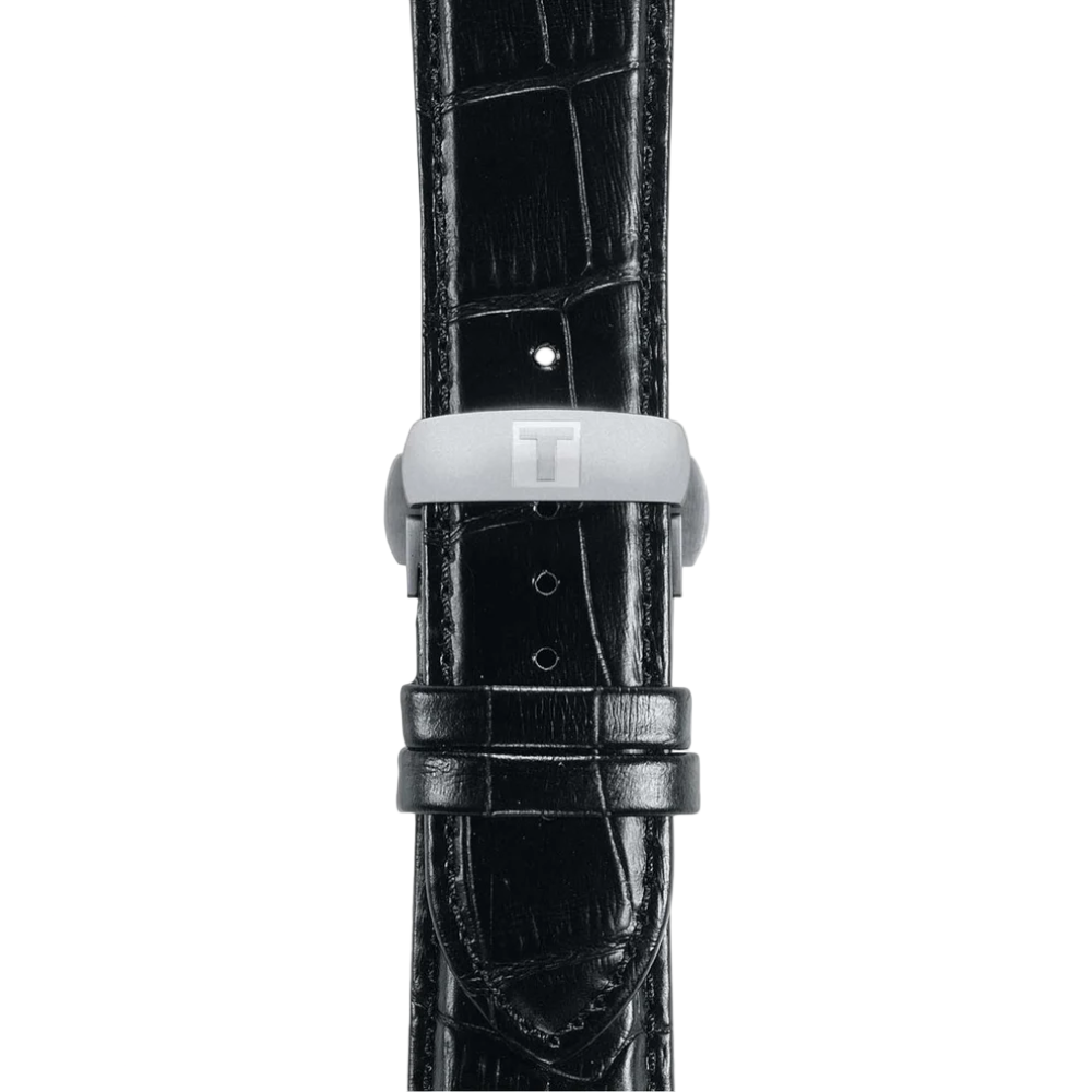 TIS Analog White Dial Black Leather Strap