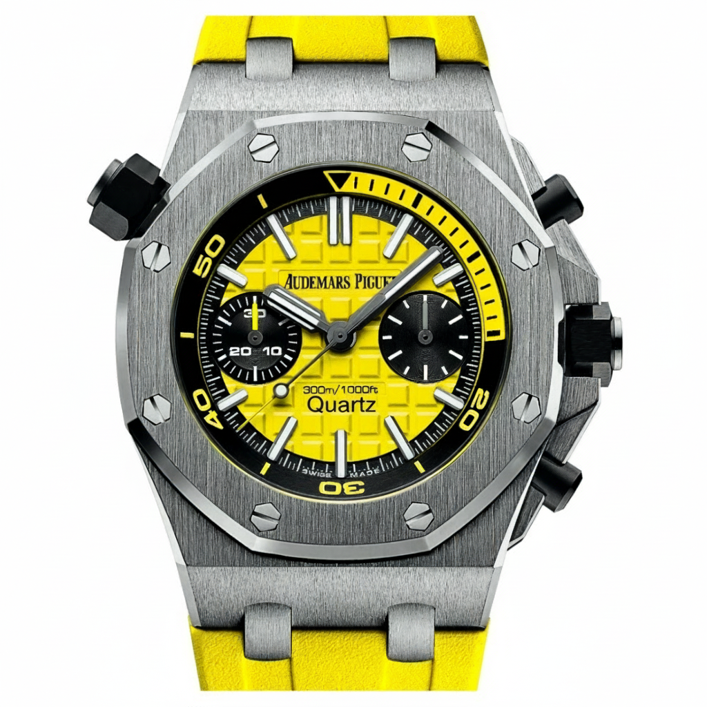 Piguet Royal Oak Quartz Offshore Diver Chronograph with Yellow rubber strap