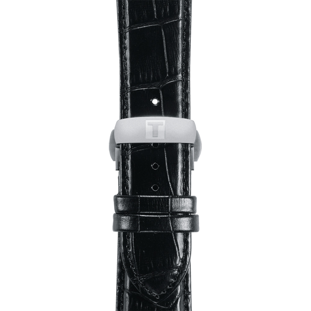 TIS Analog Black dial Black Leather Chronograph