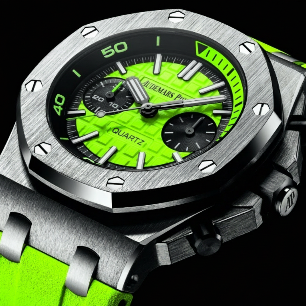 Piguet Royal Oak Quartz Offshore Diver Chronograph with Green rubber strap