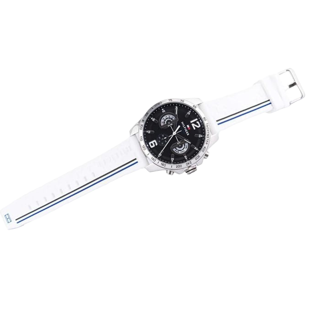 Tommy Hilfiger Men's Decker Black Dial White strap