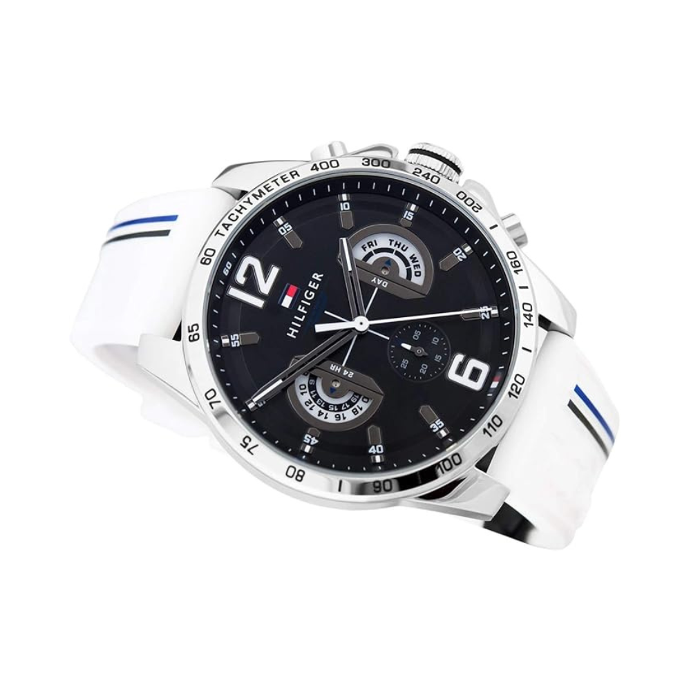 Tommy Hilfiger Men's Decker Black Dial White strap