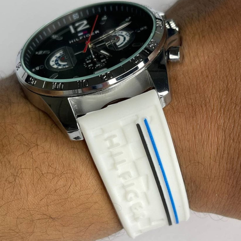 Tommy Hilfiger Men's Decker Black Dial White strap