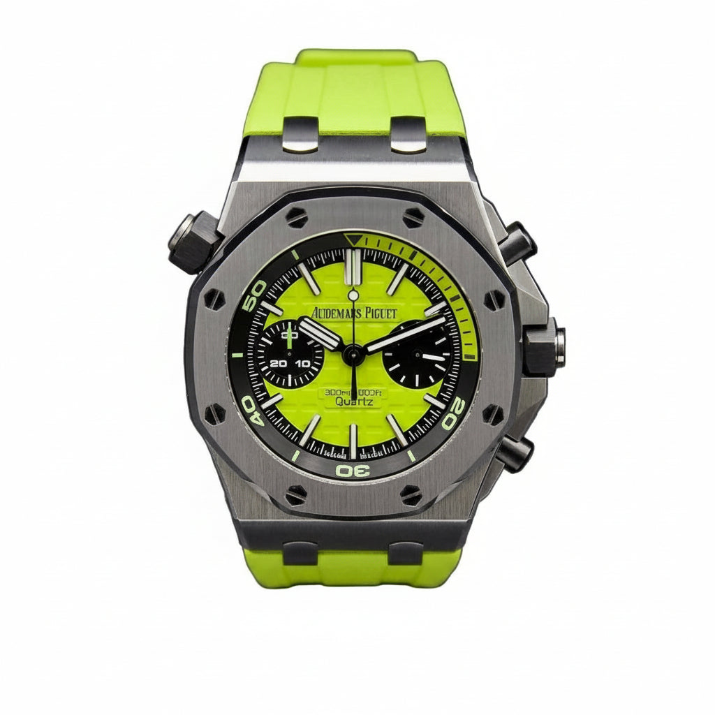 Piguet Royal Oak Quartz Offshore Diver Chronograph with Green rubber strap