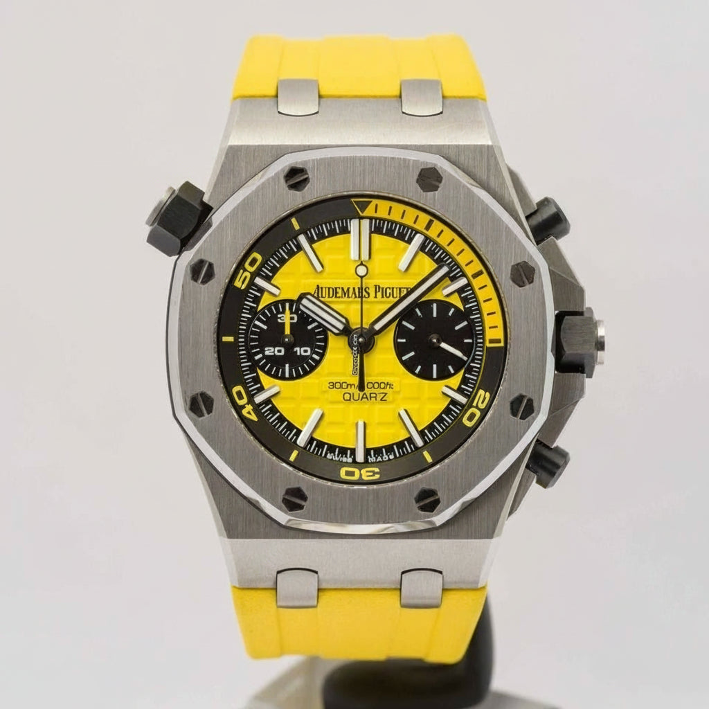 Piguet Royal Oak Quartz Offshore Diver Chronograph with Yellow rubber strap