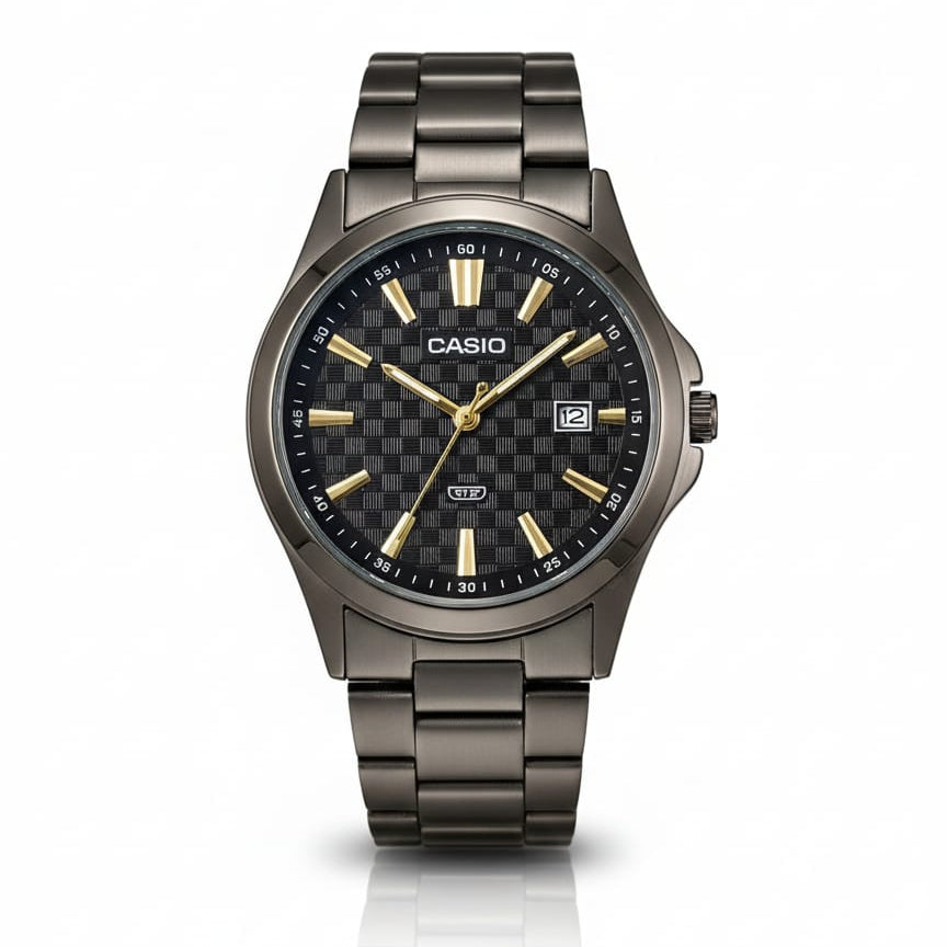 CASIO, ANALOG Black with Black dial