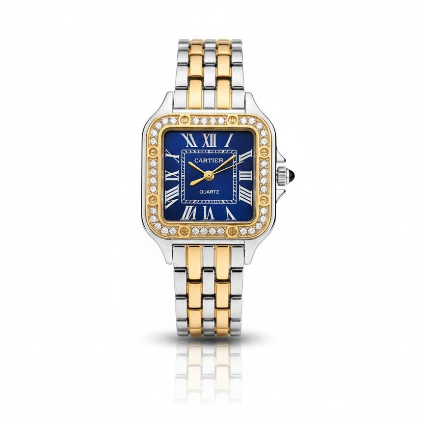 Cartier woman Silver, Gold With Blue dial