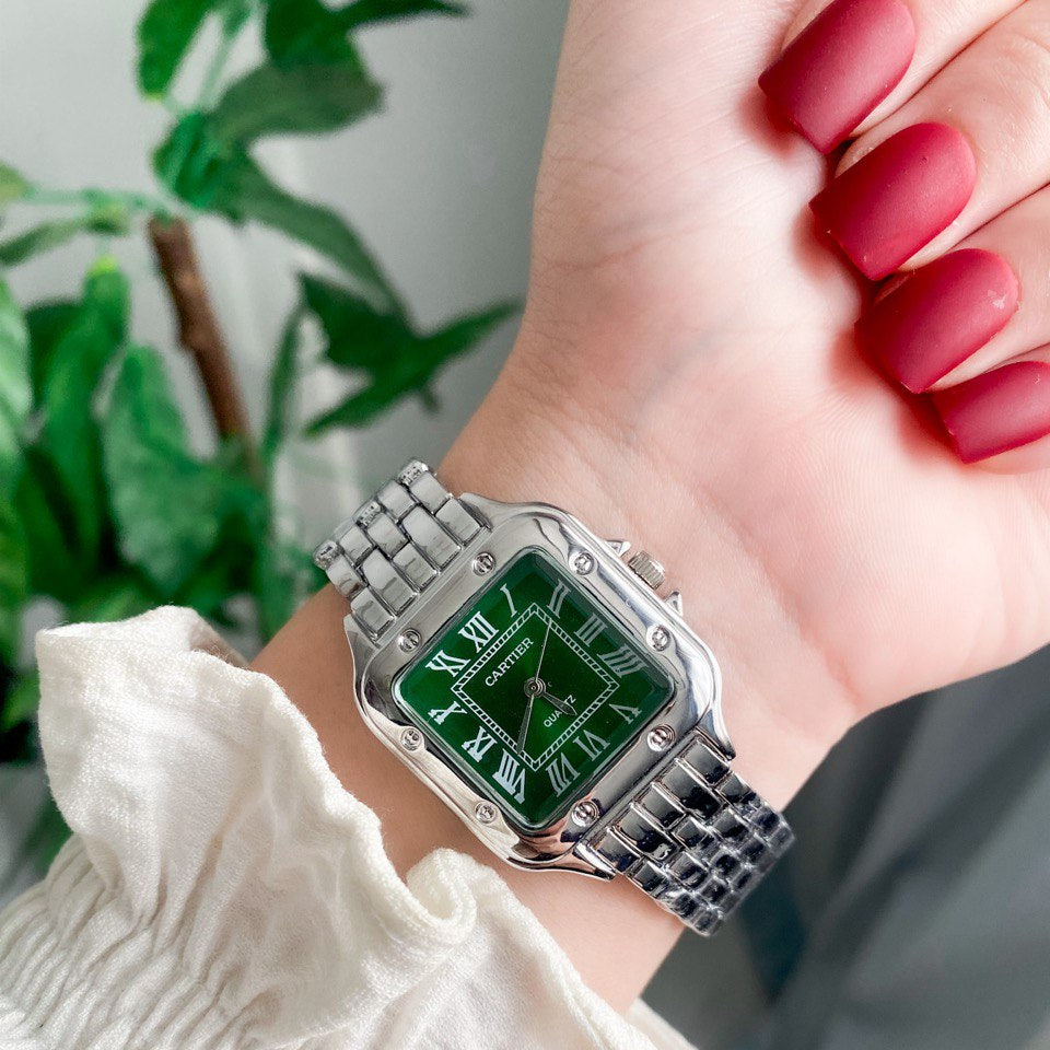 Panthère de Cartier woman Silver With Green dial