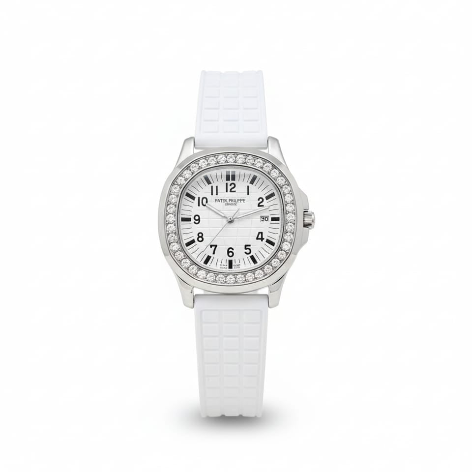 Patek Philippe Aquanaut Luce Sliver, White strap with White dial