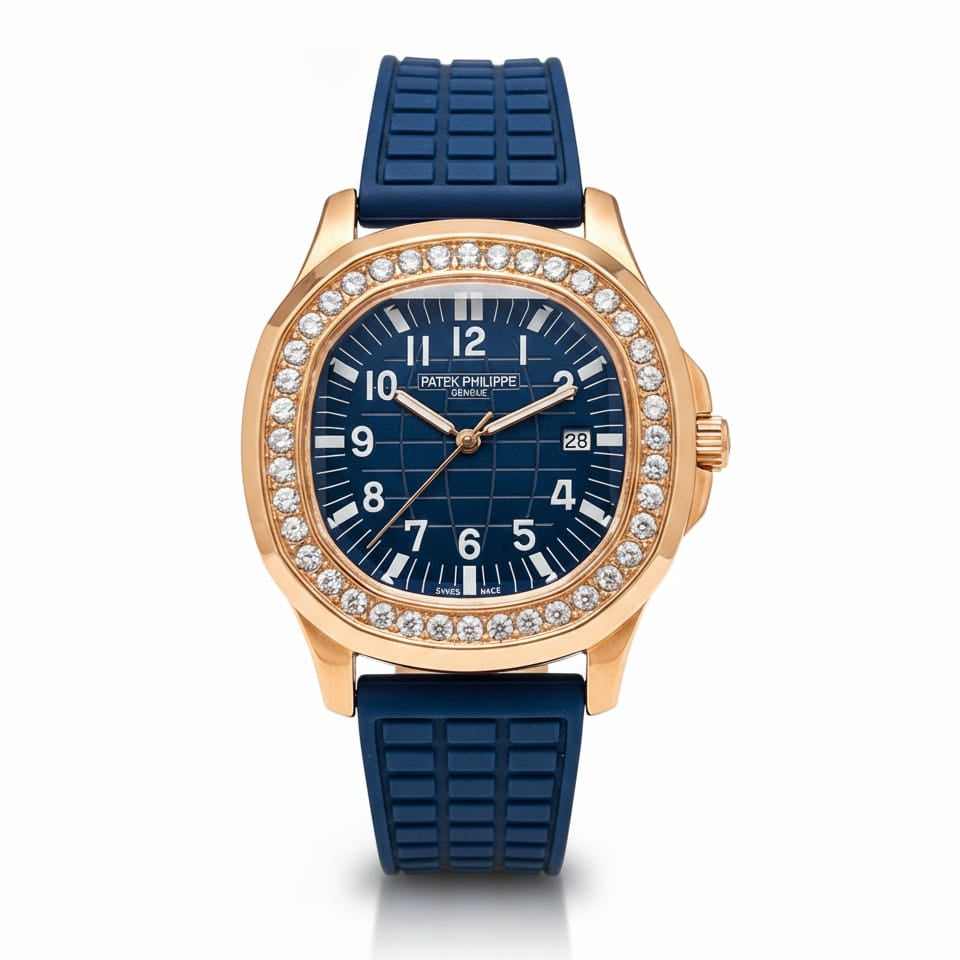 Patek Philippe Aquanaut Luce Rose Gold, Blue strap with Blue dial