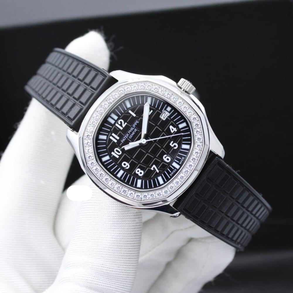 Patek Philippe Aquanaut Luce Silver frame, Black strap with Black dial