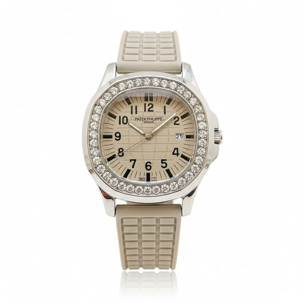 PP Aquanaut Luce Silver frame, beige strap with beige dial