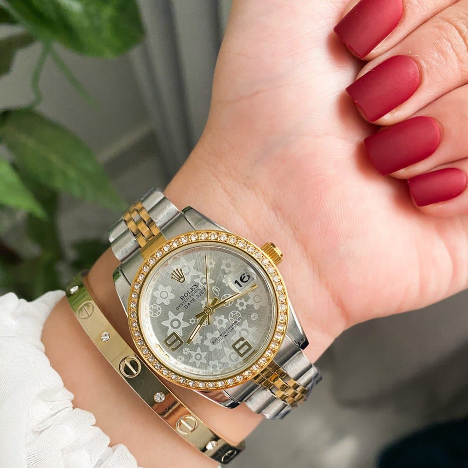 RO Lady-Datejust Gold, Sliver with White pearl dial