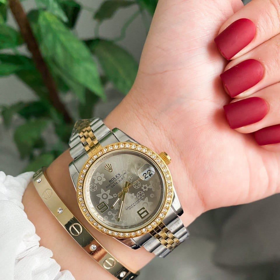 RO Lady-Datejust Gold, Sliver with Grey dial