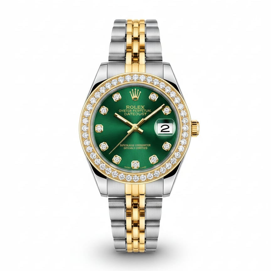 Rolex Lady-Datejust Gold, Sliver with Green dial