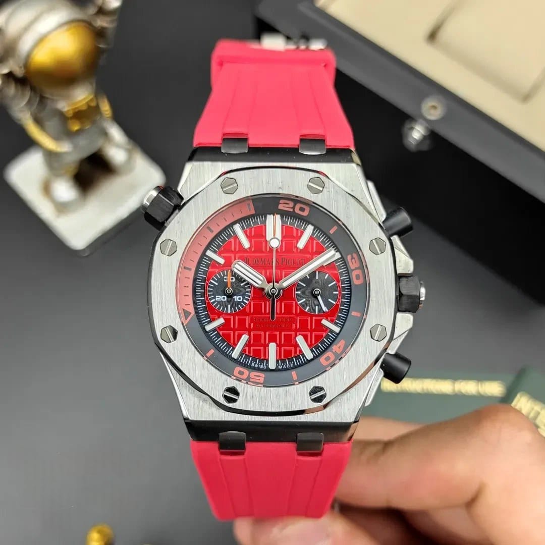 Piguet Royal Oak Quartz Offshore Diver Chronograph with Red rubber strap