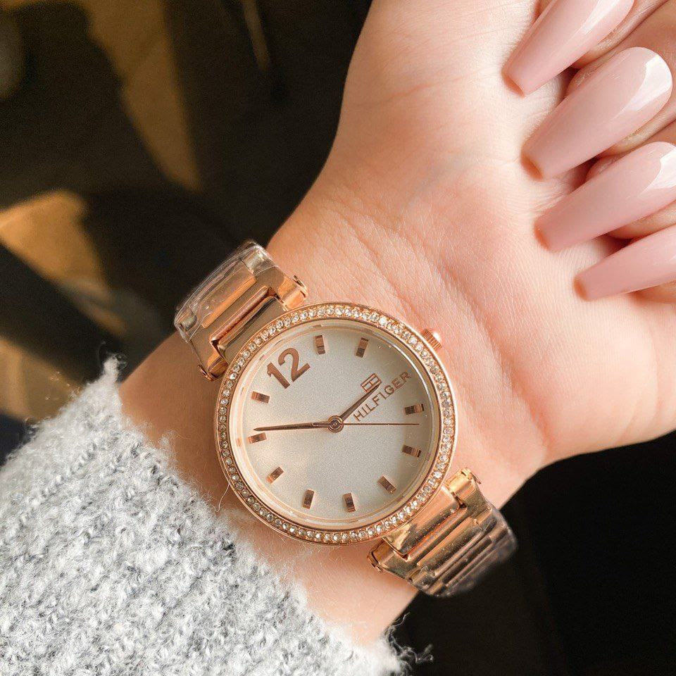 Tommy Hilfiger Crystal Bezel Rose Gold White dial for women