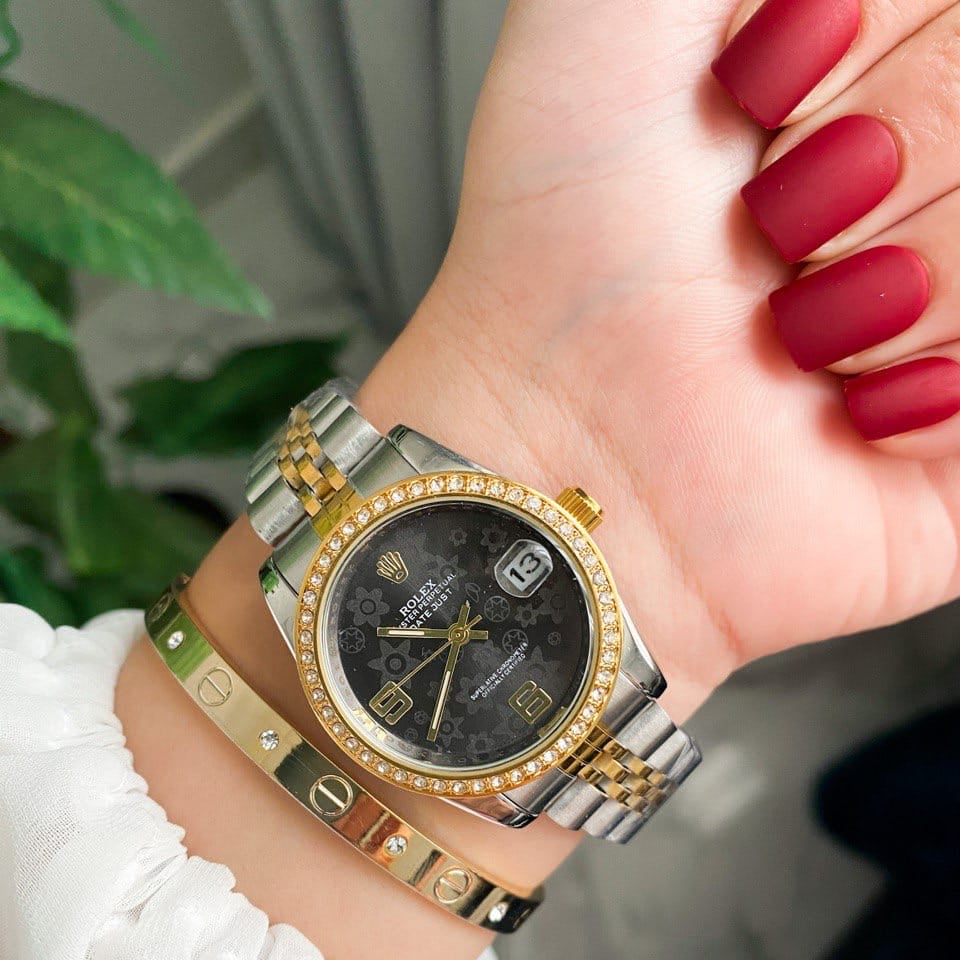 Rolex Lady-Datejust Gold, Sliver with Black dial