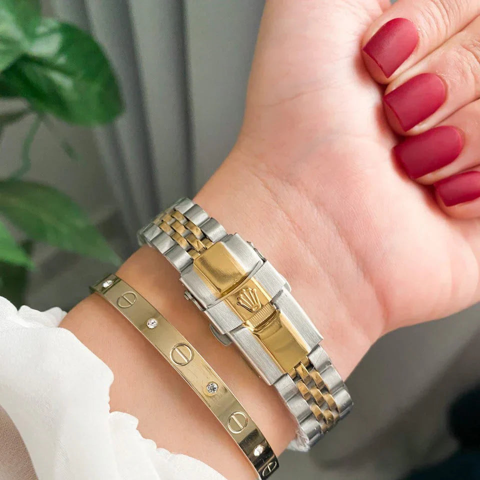 Rolex Lady-Datejust Gold, Sliver with Grey dial