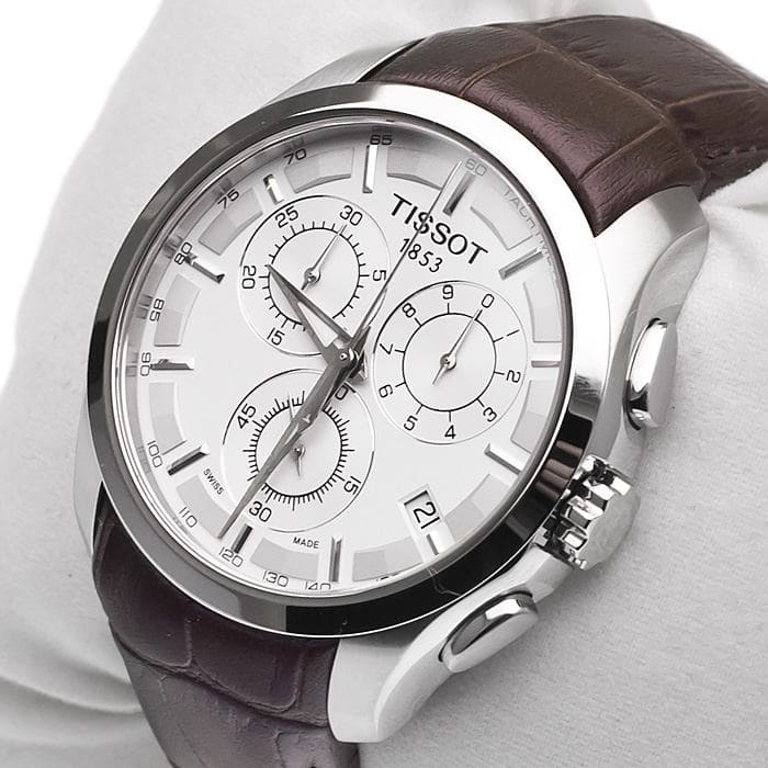 Tissot Analog White Dial Brown Leather Strap