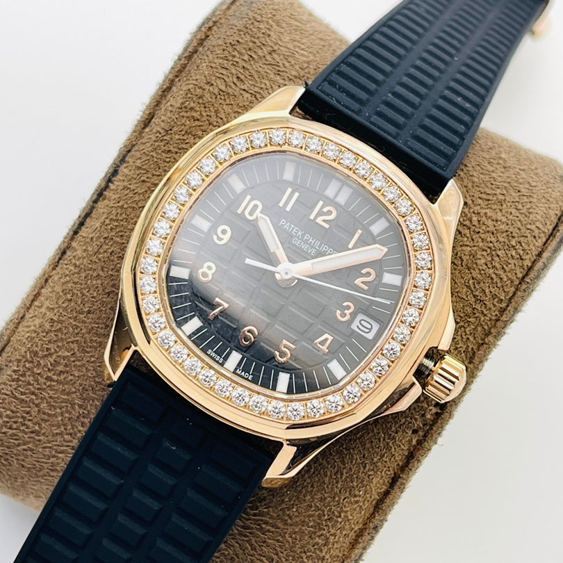 Patek Philippe Aquanaut Luce Rose Gold, Black strap with Black dial