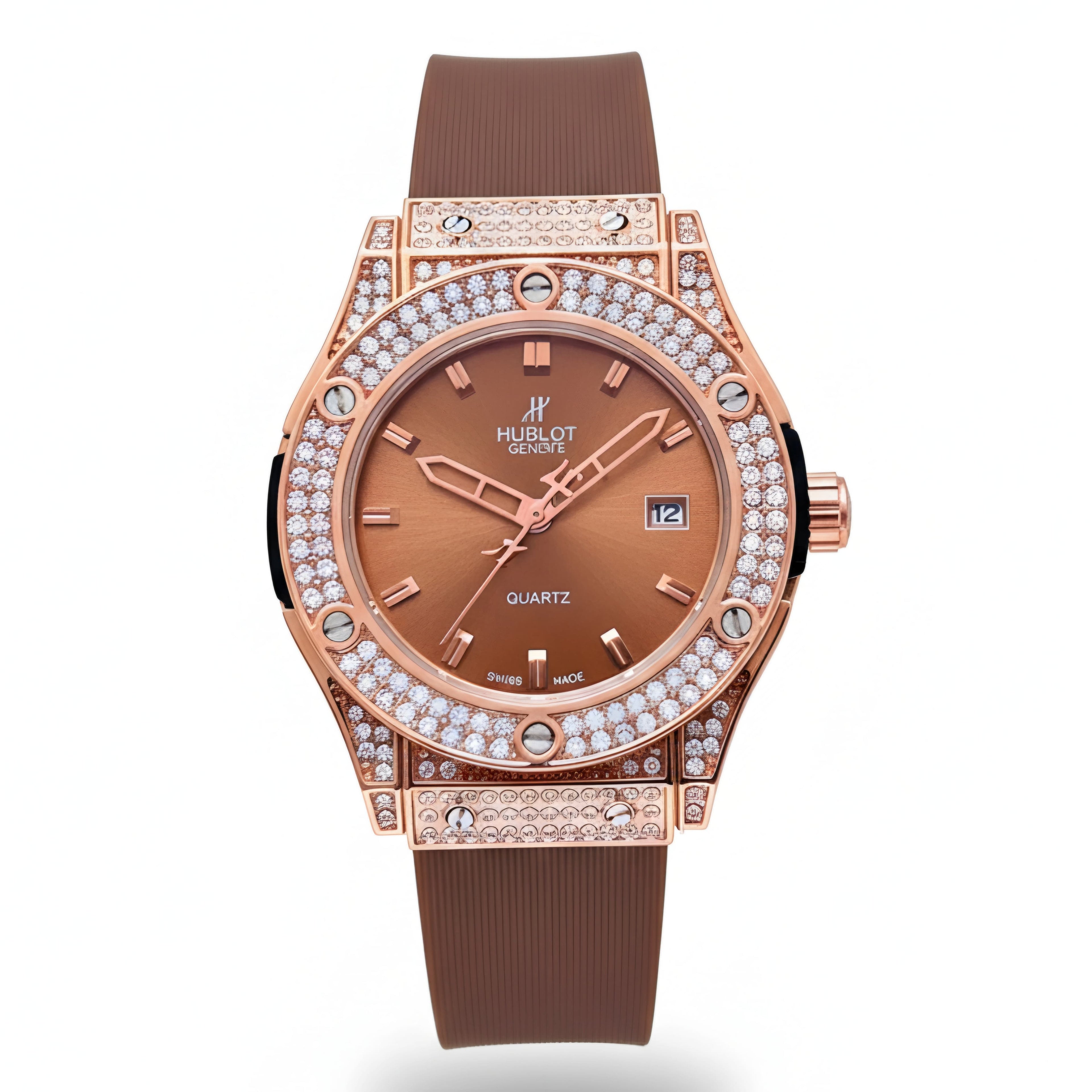 Hublot Geneve Women's Rose Gold & Brown Rubber