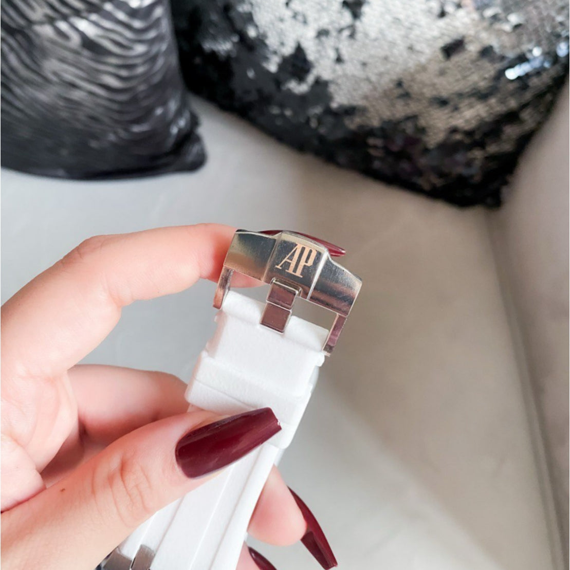 Piguet Royal Oak Quartz Offshore Diver Chronograph with white rubber strap