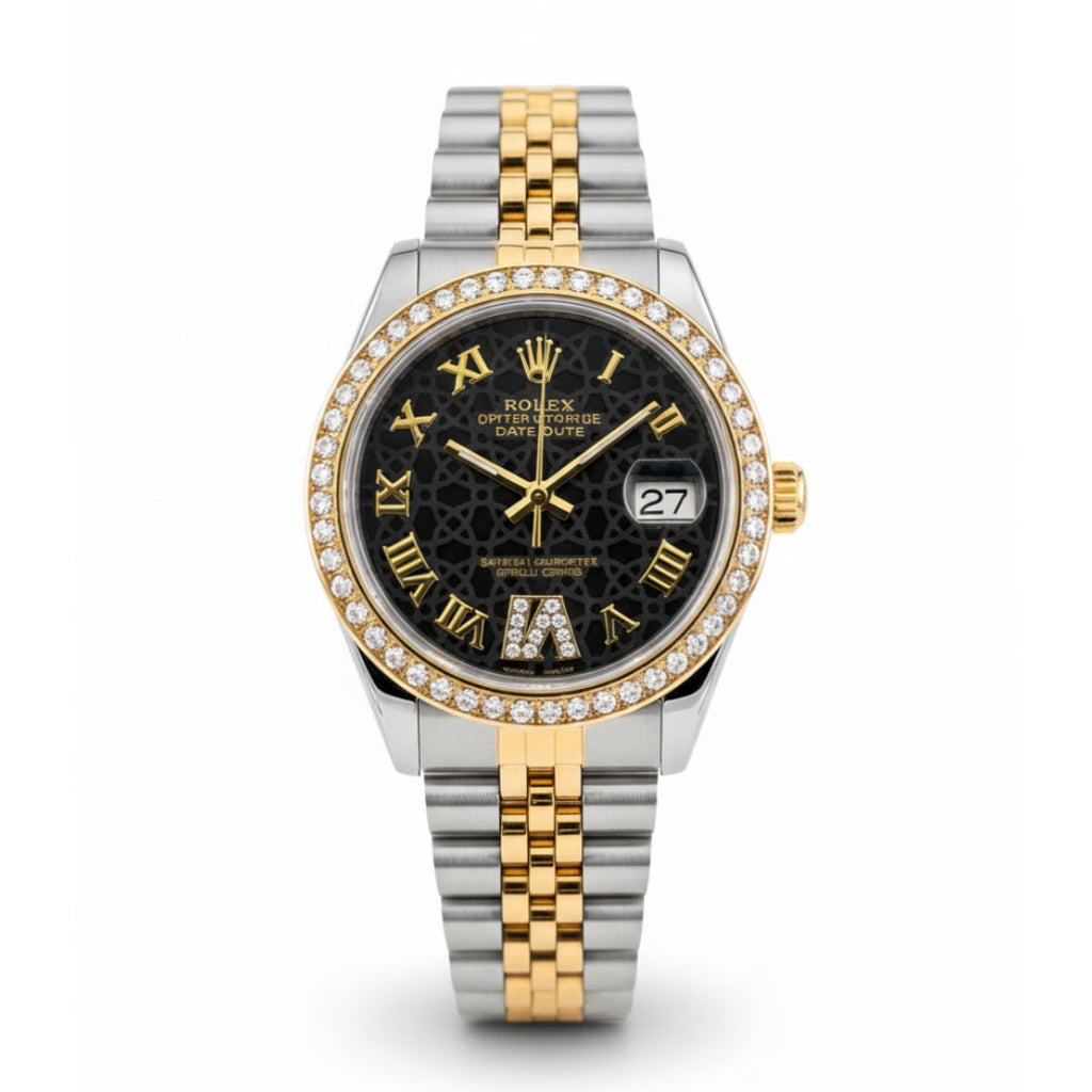 RO Lady Datejust Diamond Gold, Sliver with Black dial