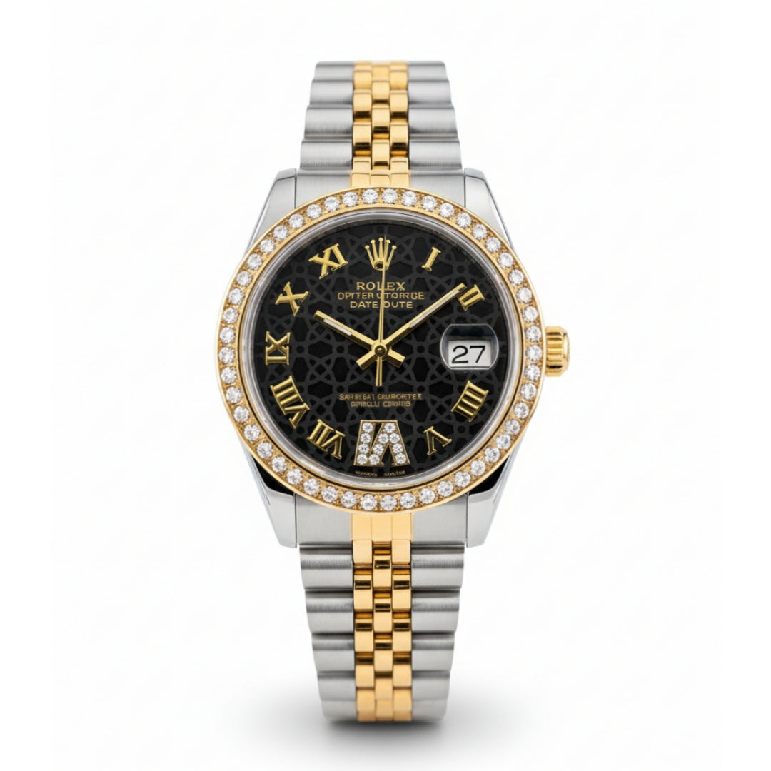 Rolex Lady Datejust Diamond Gold, Sliver with Black dial