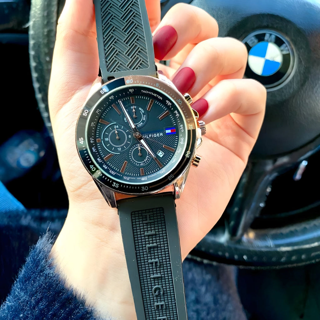 Tommy Hilfiger Men’s Sport Watch – Rose Gold & Classic Black