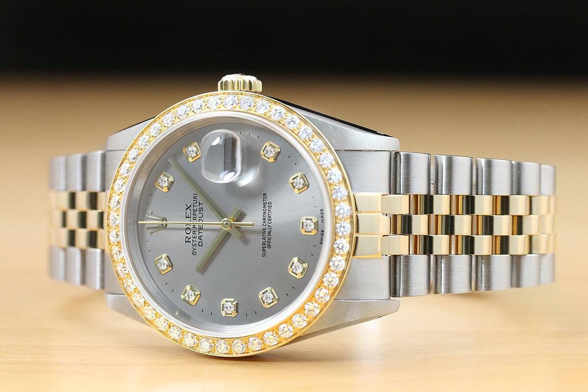 Rolex Lady Datejust Diamond Gold, Sliver with Grey dial