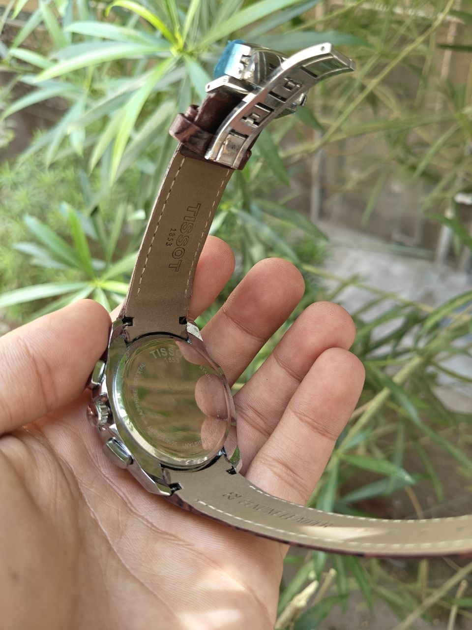 TIS Analog White Dial Brown Leather Strap