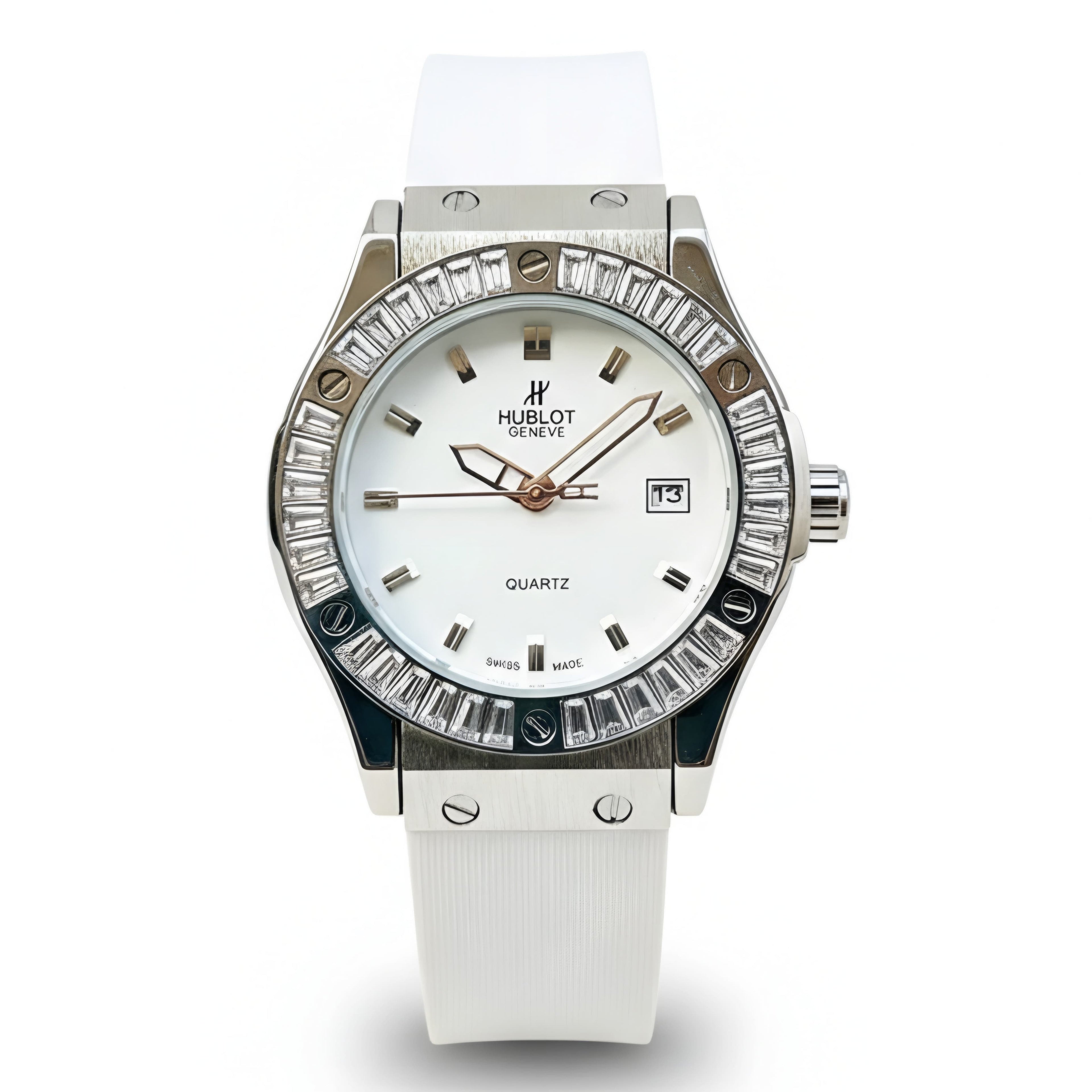 Hublot Geneve Women's Silver & Pure White Rubber