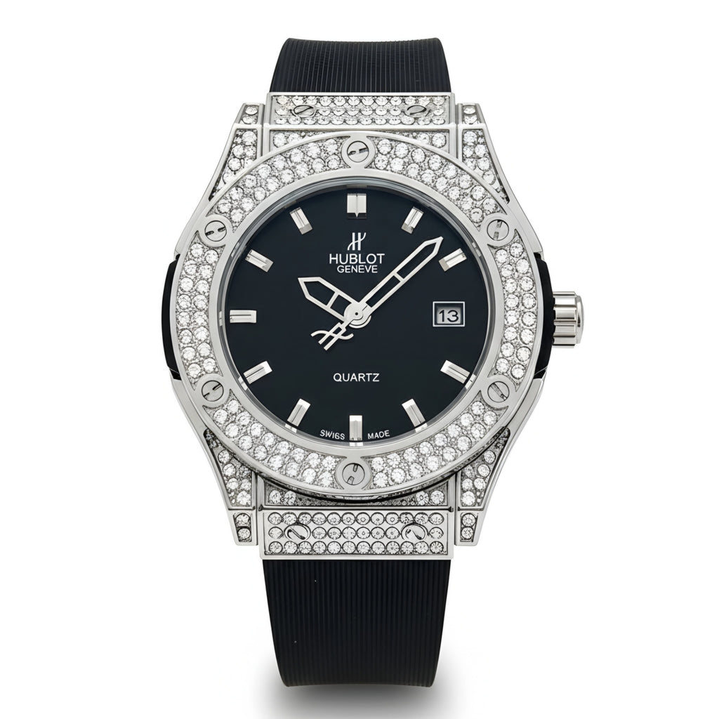 Hublot Geneve Women's Black & Silver Rubber