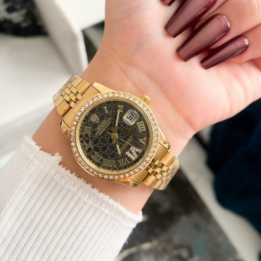 Rolex Lady Datejust Diamond Gold with Black dial