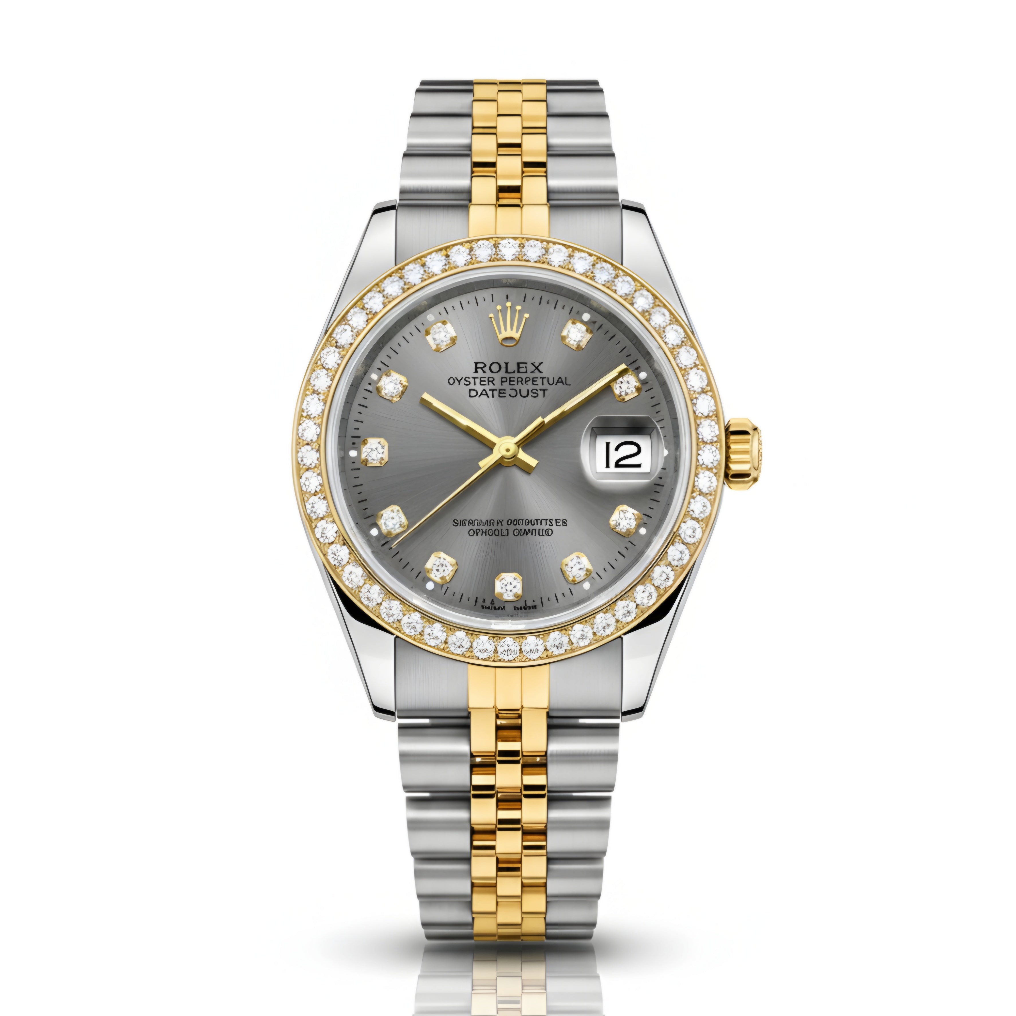 Rolex Lady Datejust Diamond Gold, Sliver with Grey dial