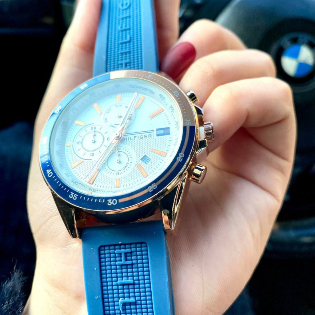 Tommy Hilfiger Men’s Sport Watch – Rose Gold & Navy Blue