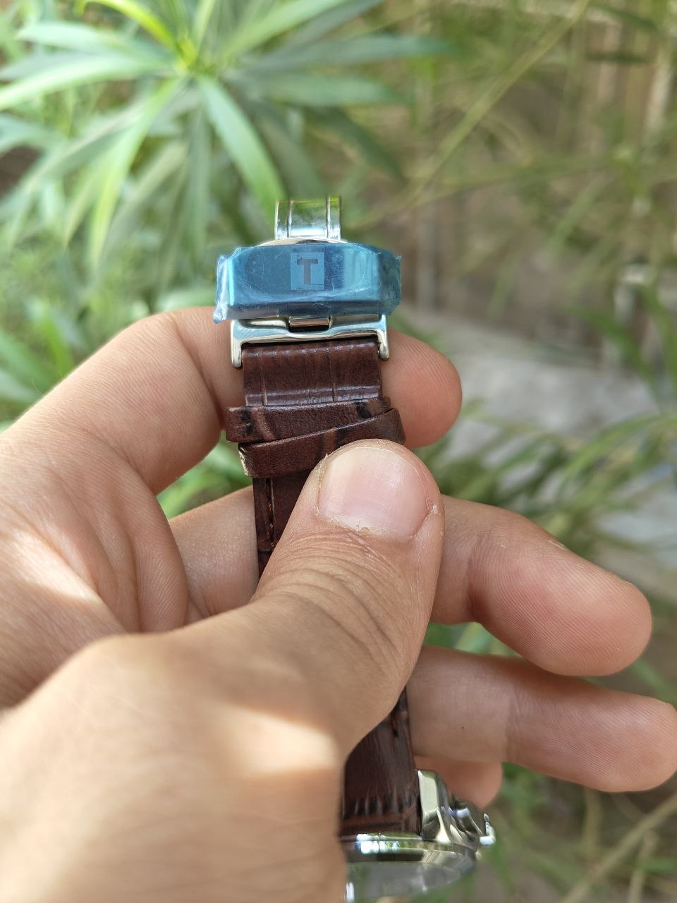 TIS Analog White Dial Brown Leather Strap