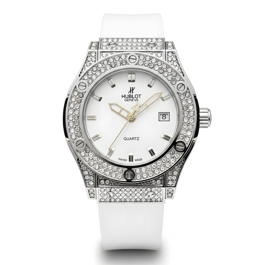 HUB Geneve Women's Silver & White Rubber